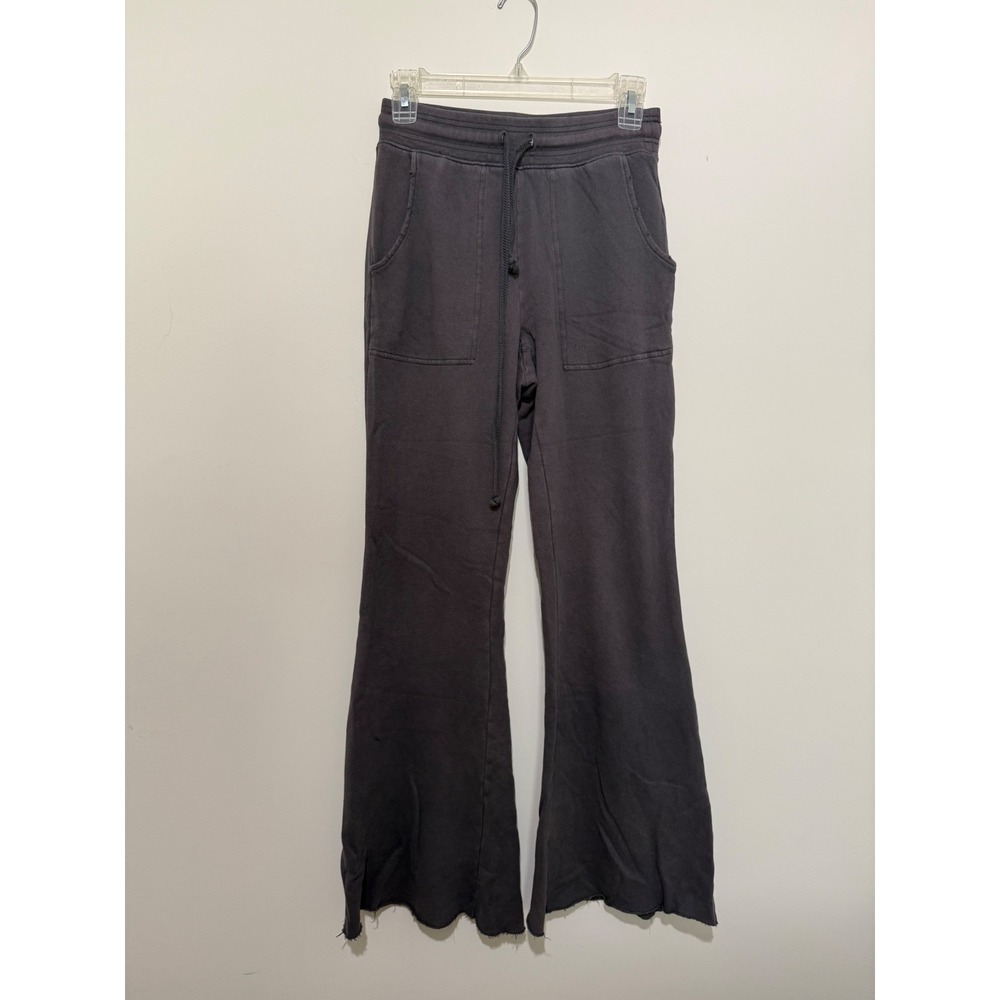 Aerie Women Charcoal Gray Flare Sweatpants Raw Hem Small Regular Lounge Pants